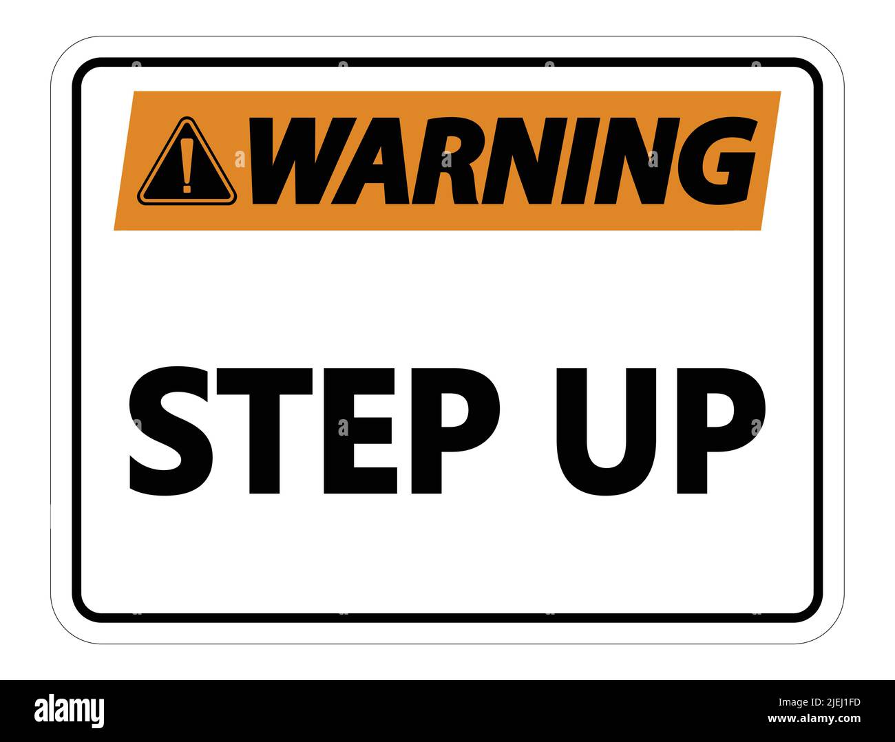 Warning Step Up Wall Sign on white background Stock Vector