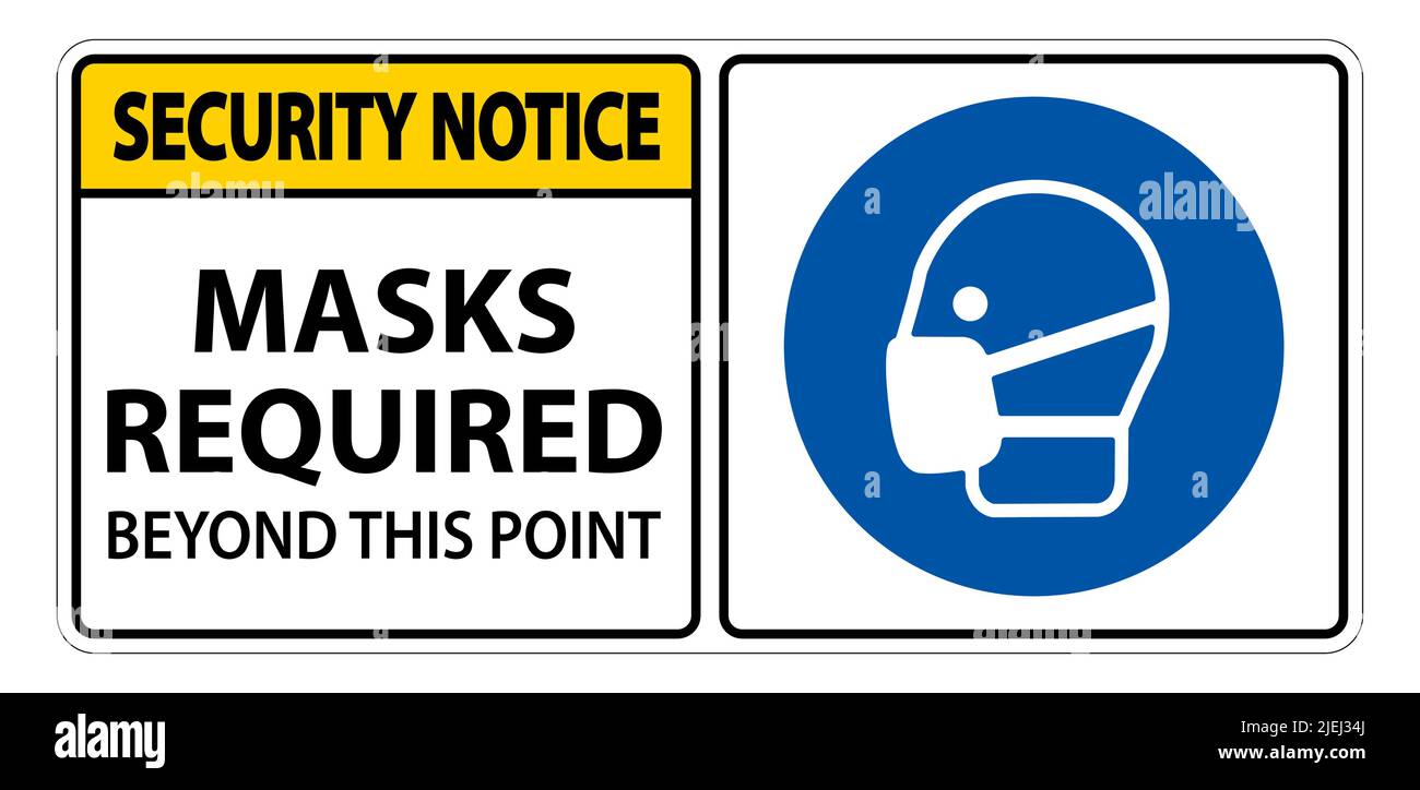 Security Notice Masks Required Beyond This Point Sign Isolate On White ...