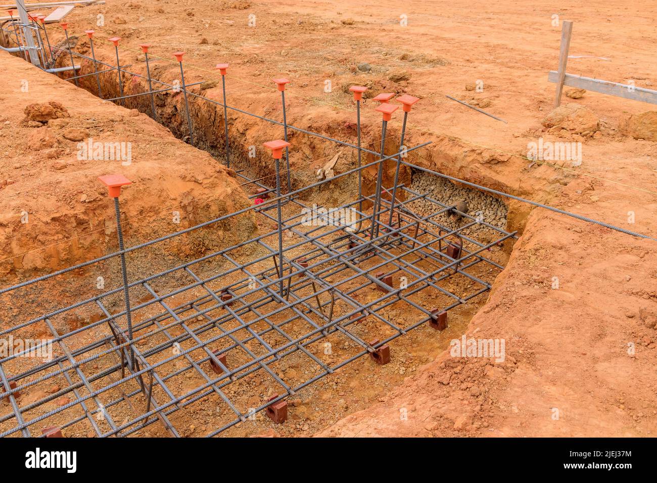 Steel reinforcement rebar strip foundation hires stock photography and