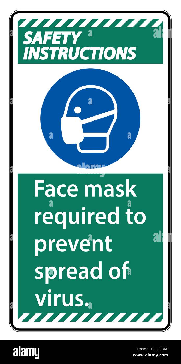 Safety Instructions Face mask required to prevent spread of virus sign