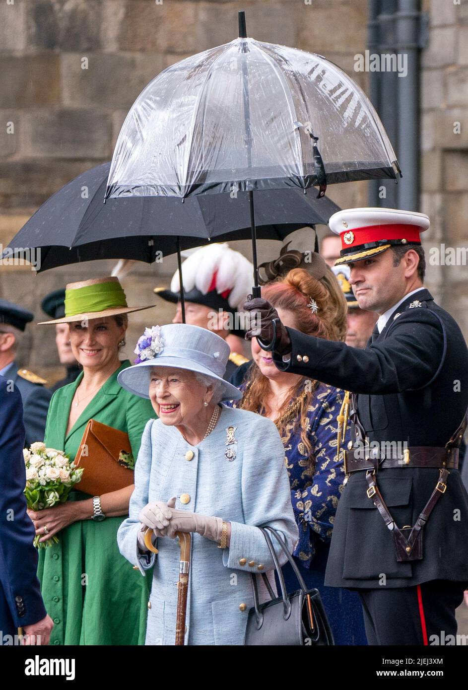 Queen Elizabeth II attends the Ceremony of the Keys on the forecourt of