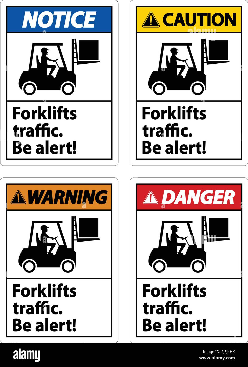Forklift Traffic Be Alert Sign On White Background Stock Vector Image ...