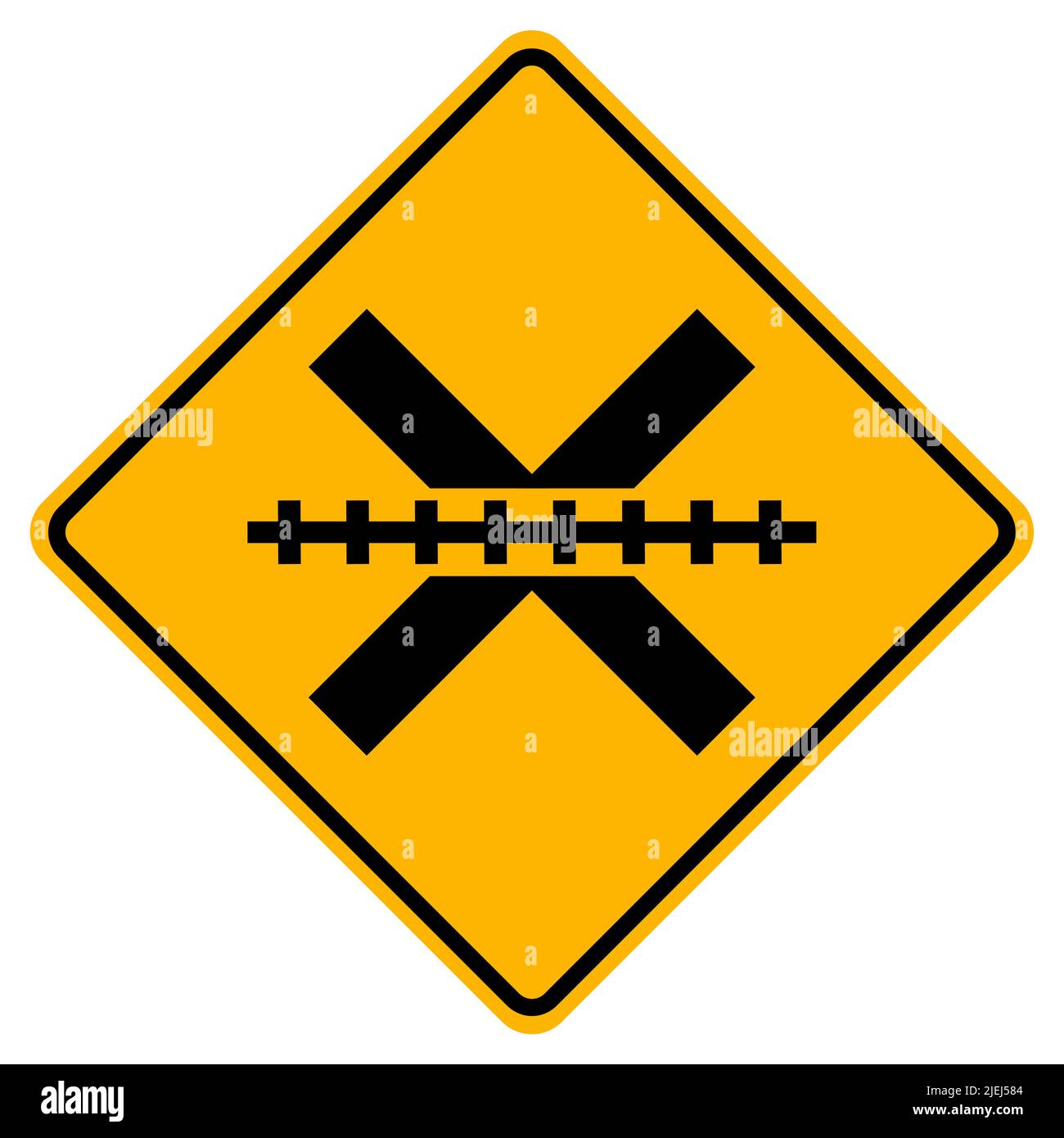 Warning signs Railway Level Crossing on white background Stock Vector