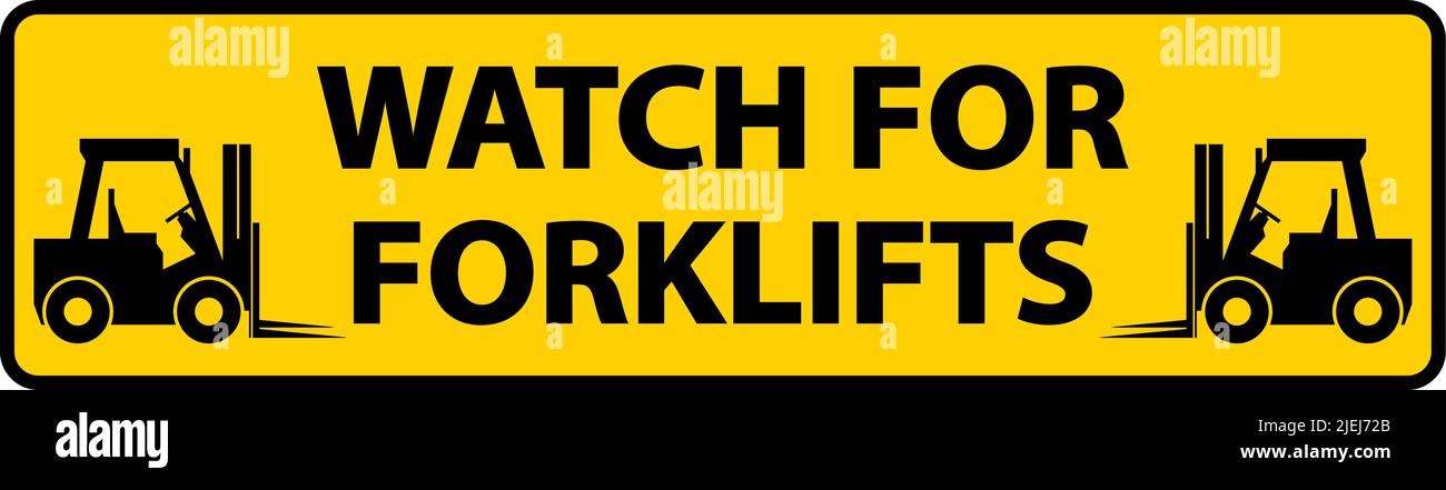 Watch For Forklifts Floor Sign On White Background Stock Vector Image ...
