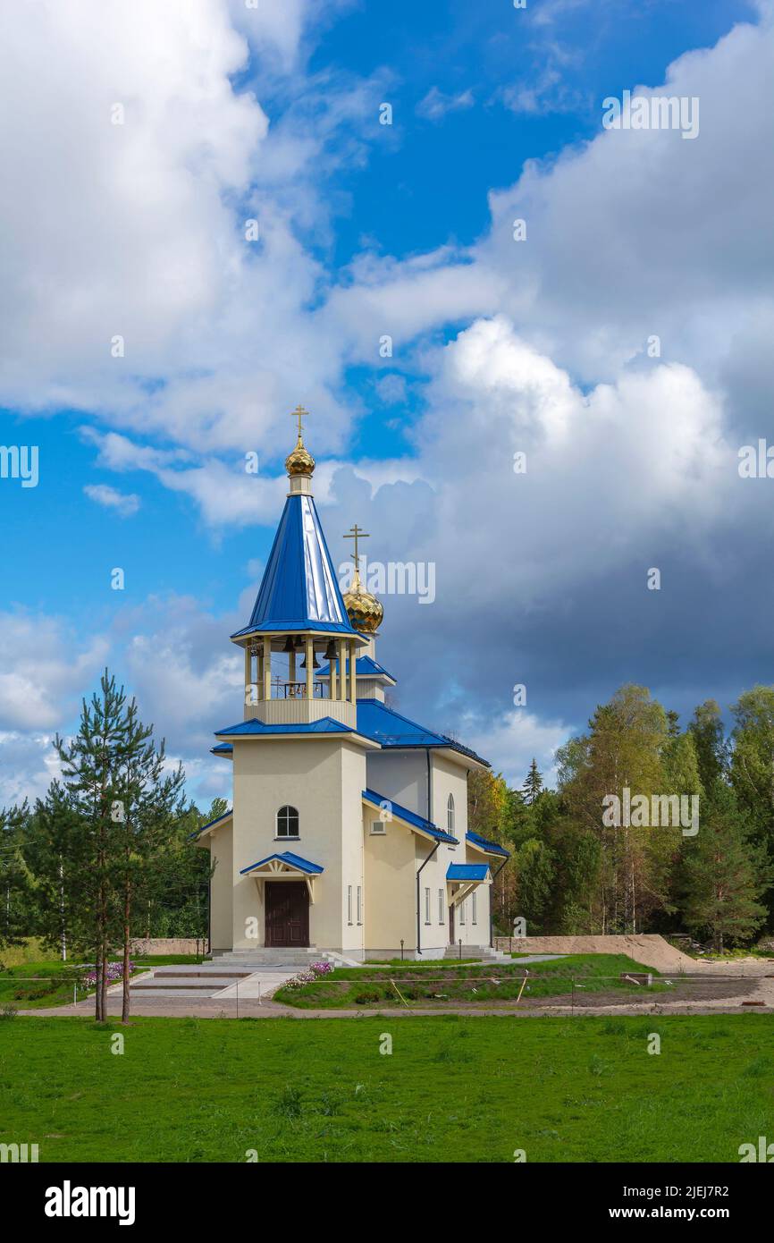 The Church of All the Konevets Saints in the courtyard of the Konevsky Monastery in the Vladimir Bay of Lake Ladoga Stock Photo