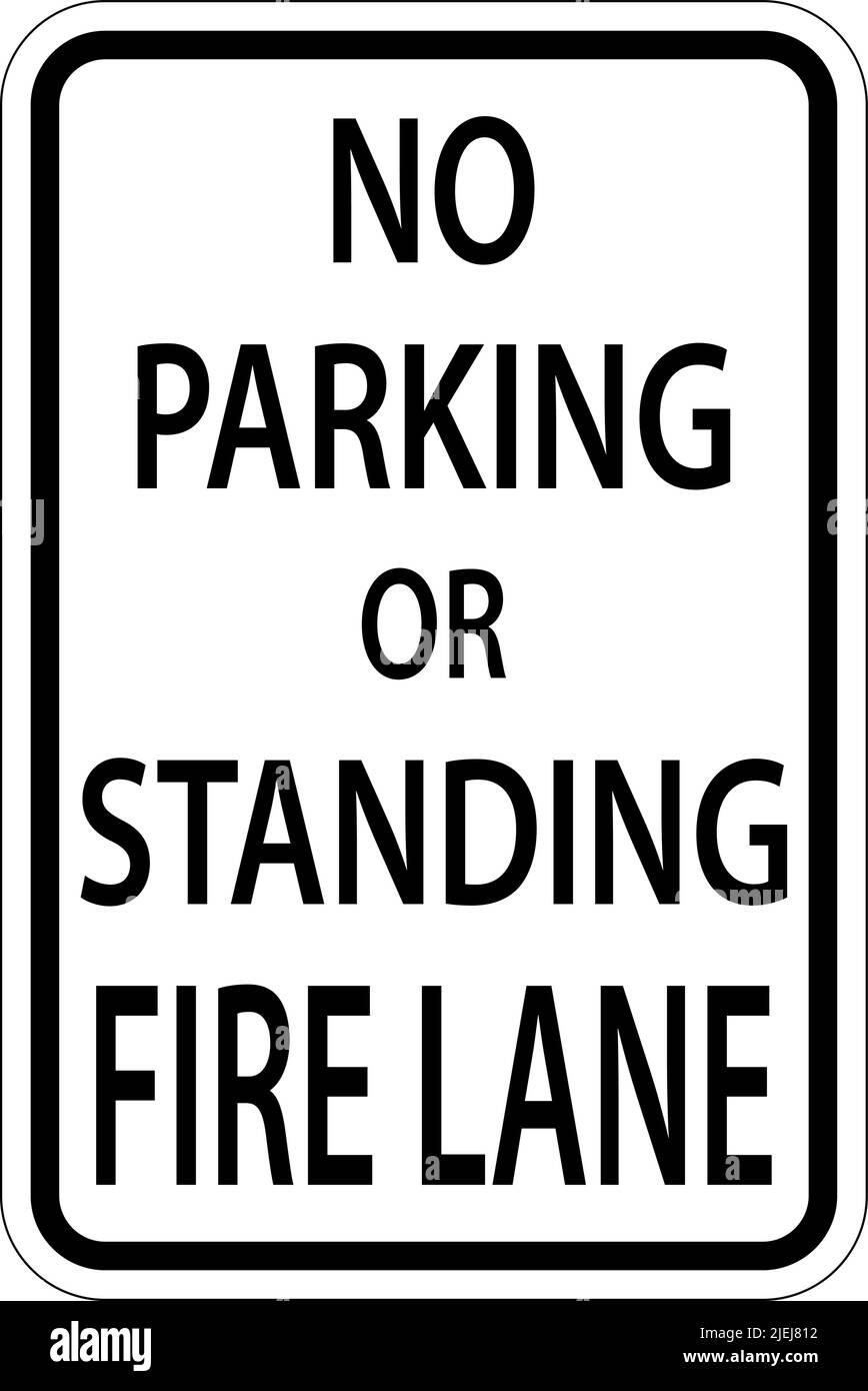 No Parking Fire Lane Sign On White Background Stock Vector