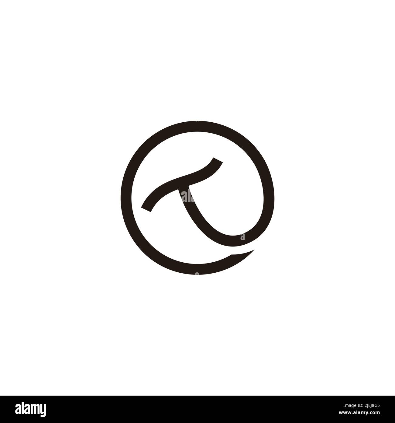 letter te circle line geometric logo vector Stock Vector