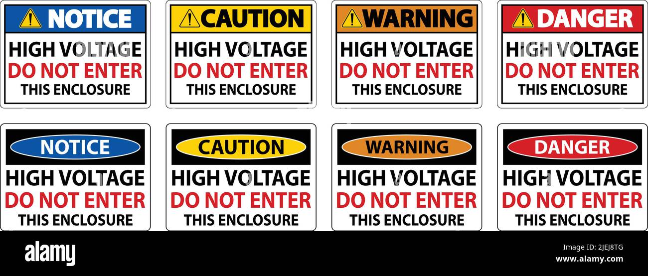 High Voltage Do Not Enter Enclosure Sign Stock Vector