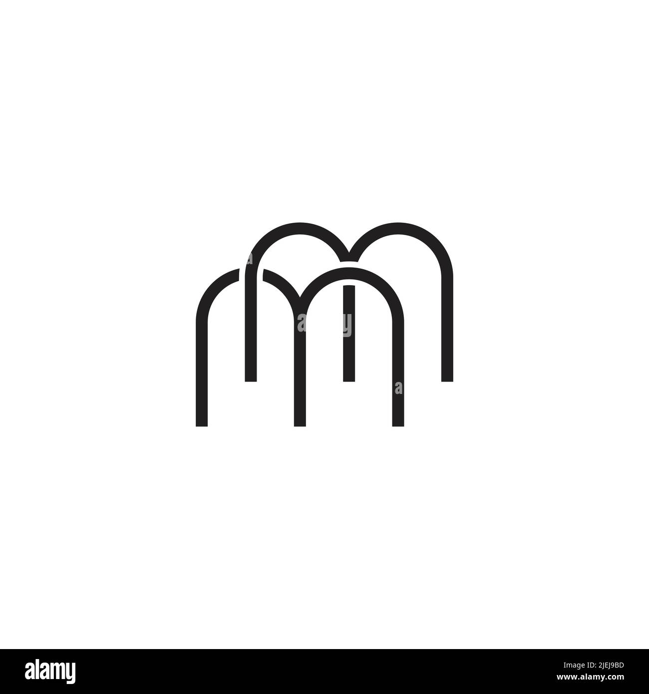 letter mm simple thin line linked design logo vector Stock Vector