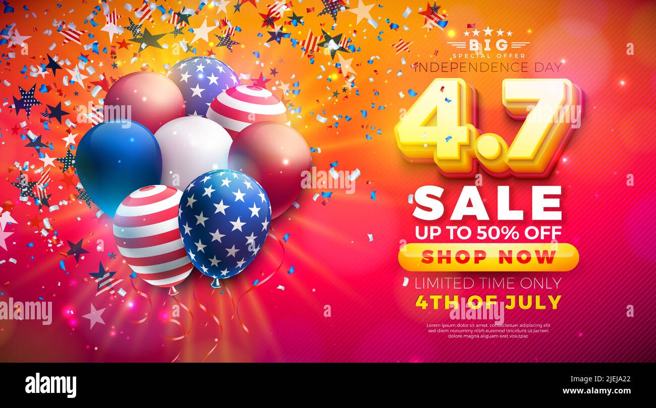 Fourth of July Independence Day Sale Banner Design with American Flag ...