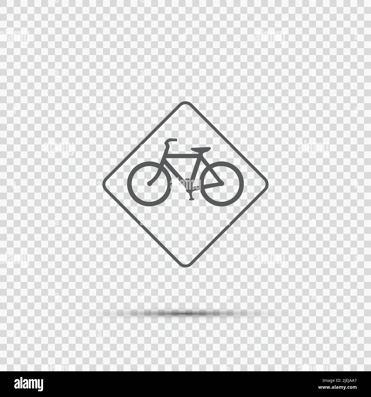 Bicycle Traffic Warning Sign on transparent background,vector illustration Stock Vector