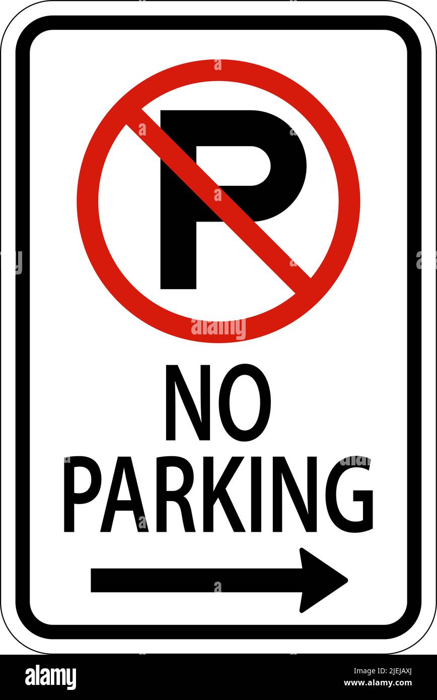 No Parking Right Arrow Sign On White Background Stock Vector Image ...