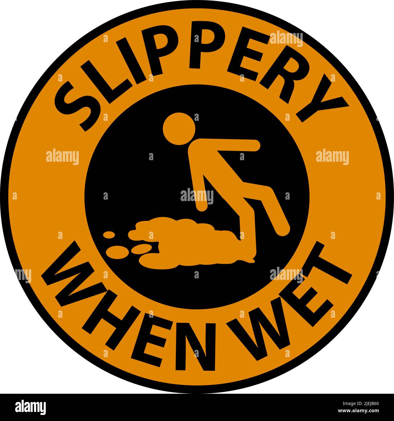 Slippery When Wet Floor Sign On White Background Stock Vector