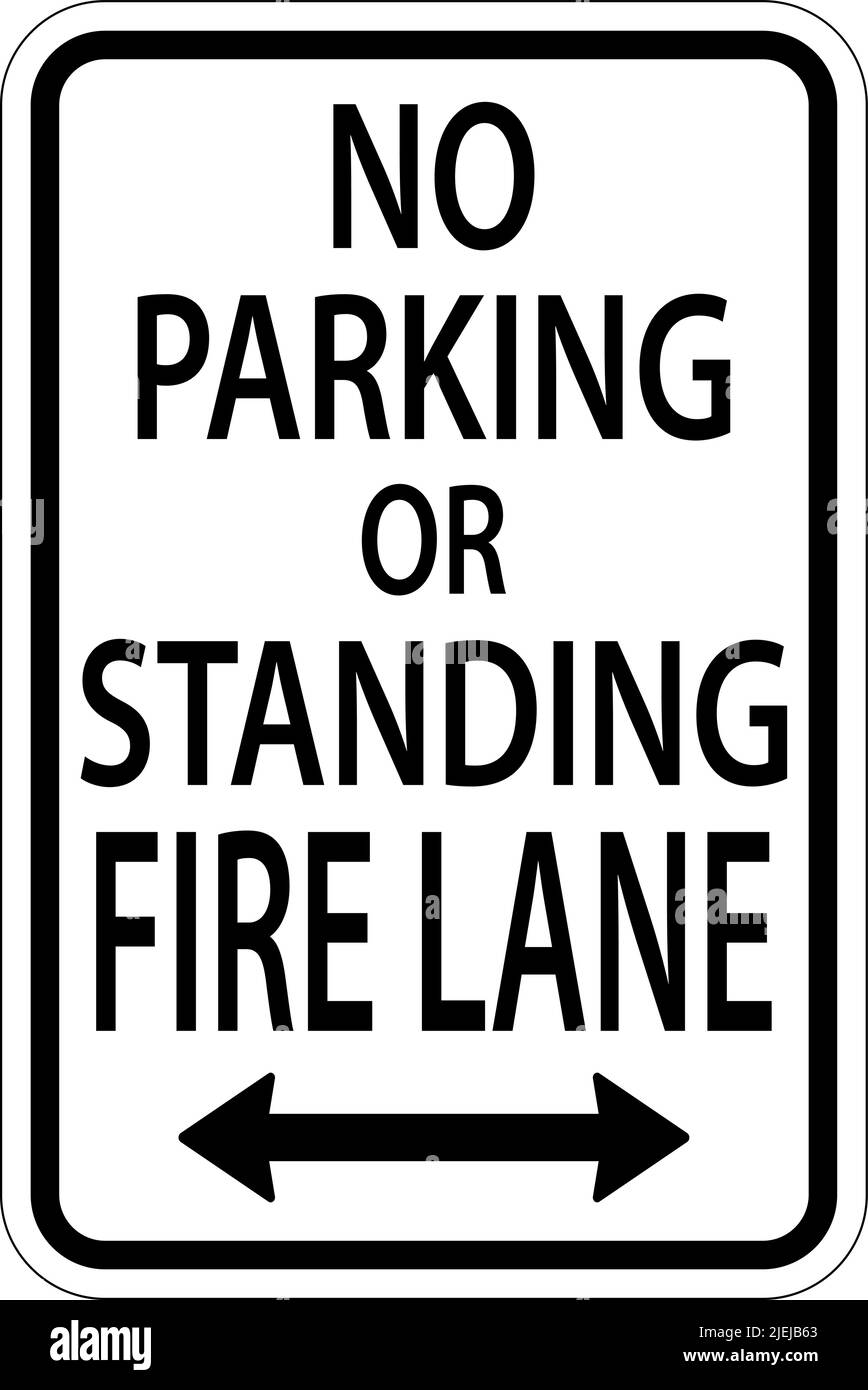 No Parking Fire Lane Double Arrow Sign On White Background Stock Vector