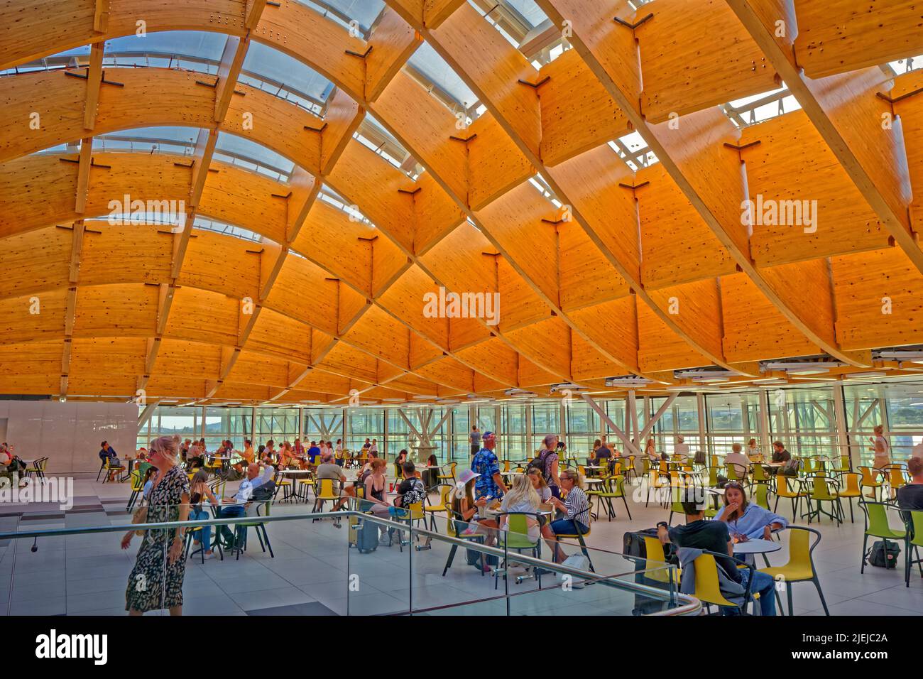 Cafeteria dining area as part of the Departures Hall at Split Resnik Airport in Croatia. Stock Photo