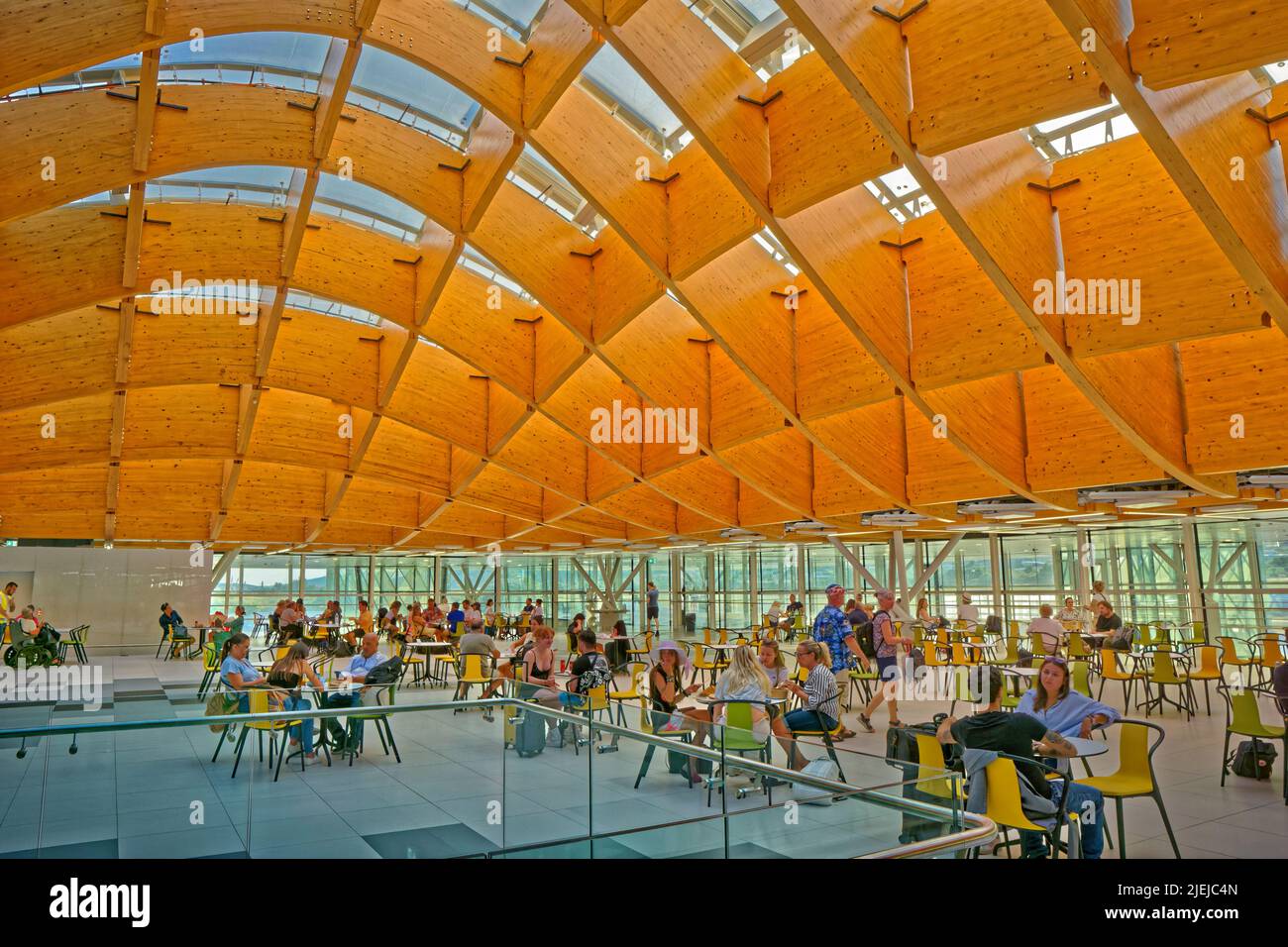 Cafeteria dining area as part of the Departures Hall at Split Resnik Airport in Croatia. Stock Photo