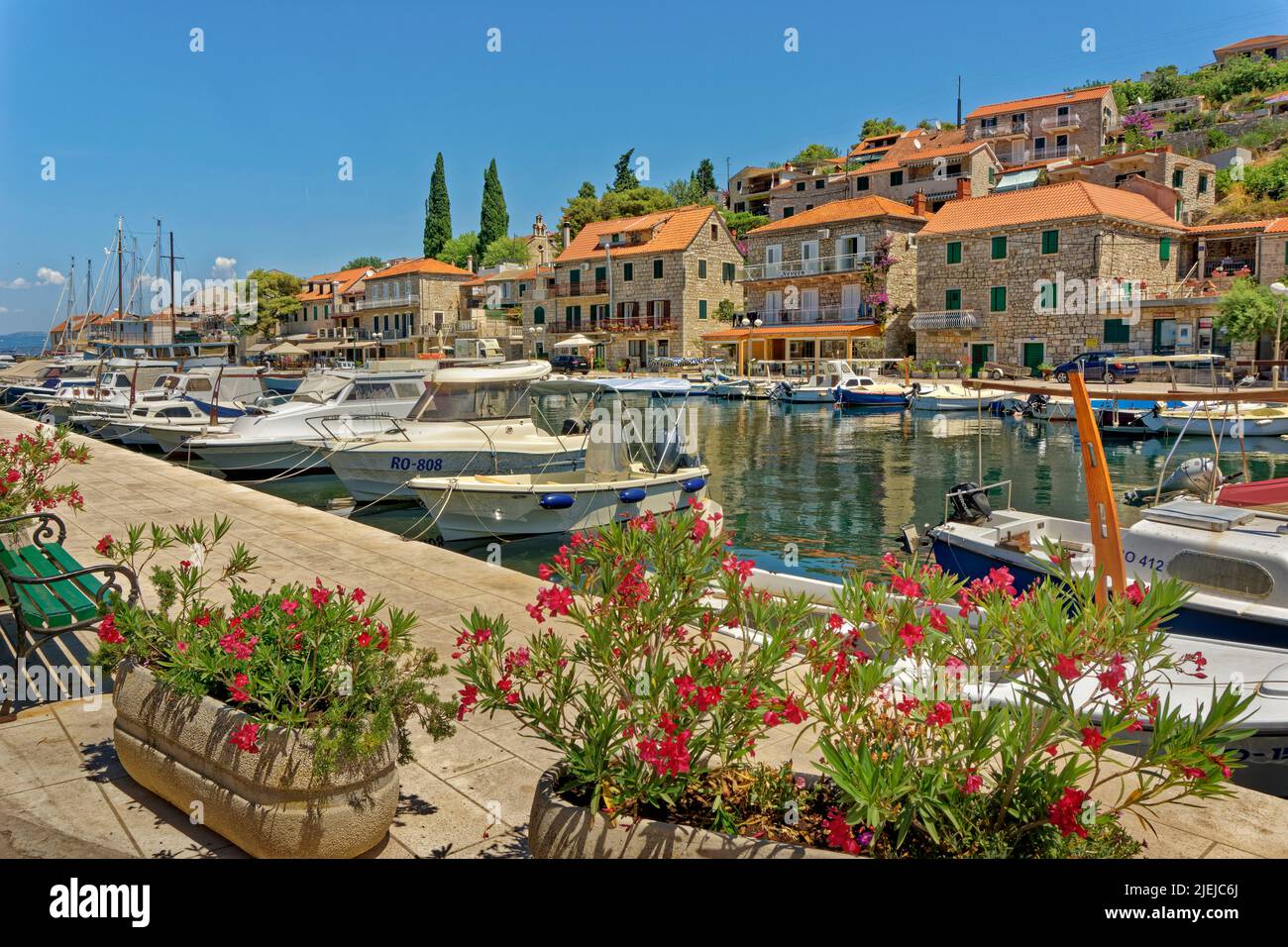Inner Harbour at Stomorska village on the island of Solta, Croatia. Stock Photo