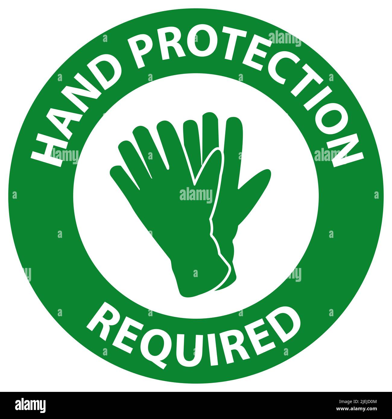 Safety first Hand Protection Required Sign on white background Stock