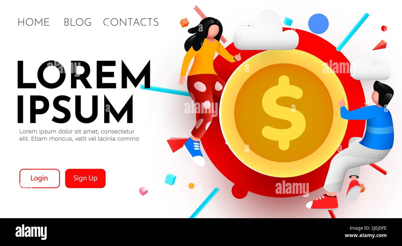 People flying around coin. Money saving expert, investment consultation