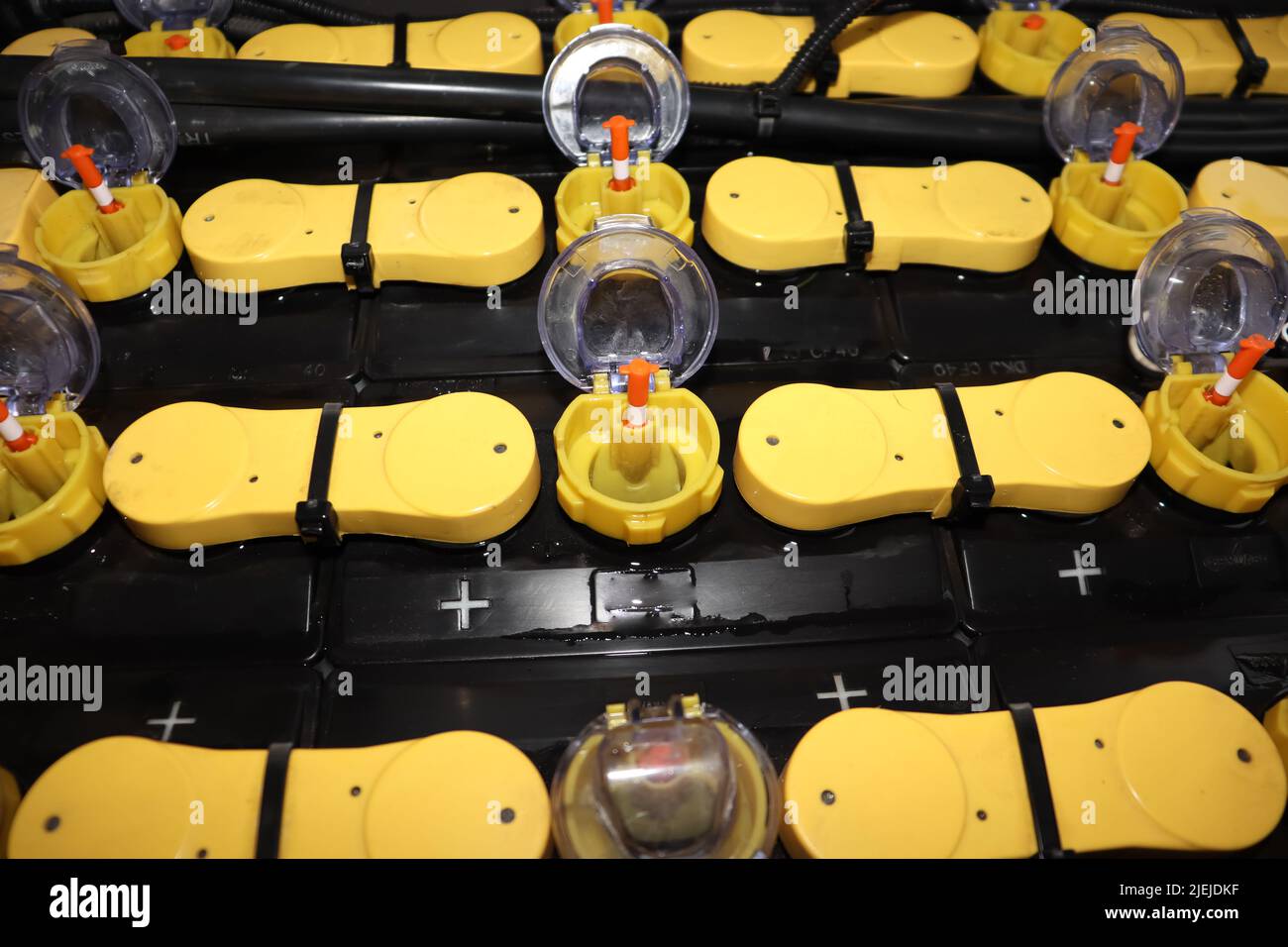 Adjust the battery distilled water level Stock Photo Alamy