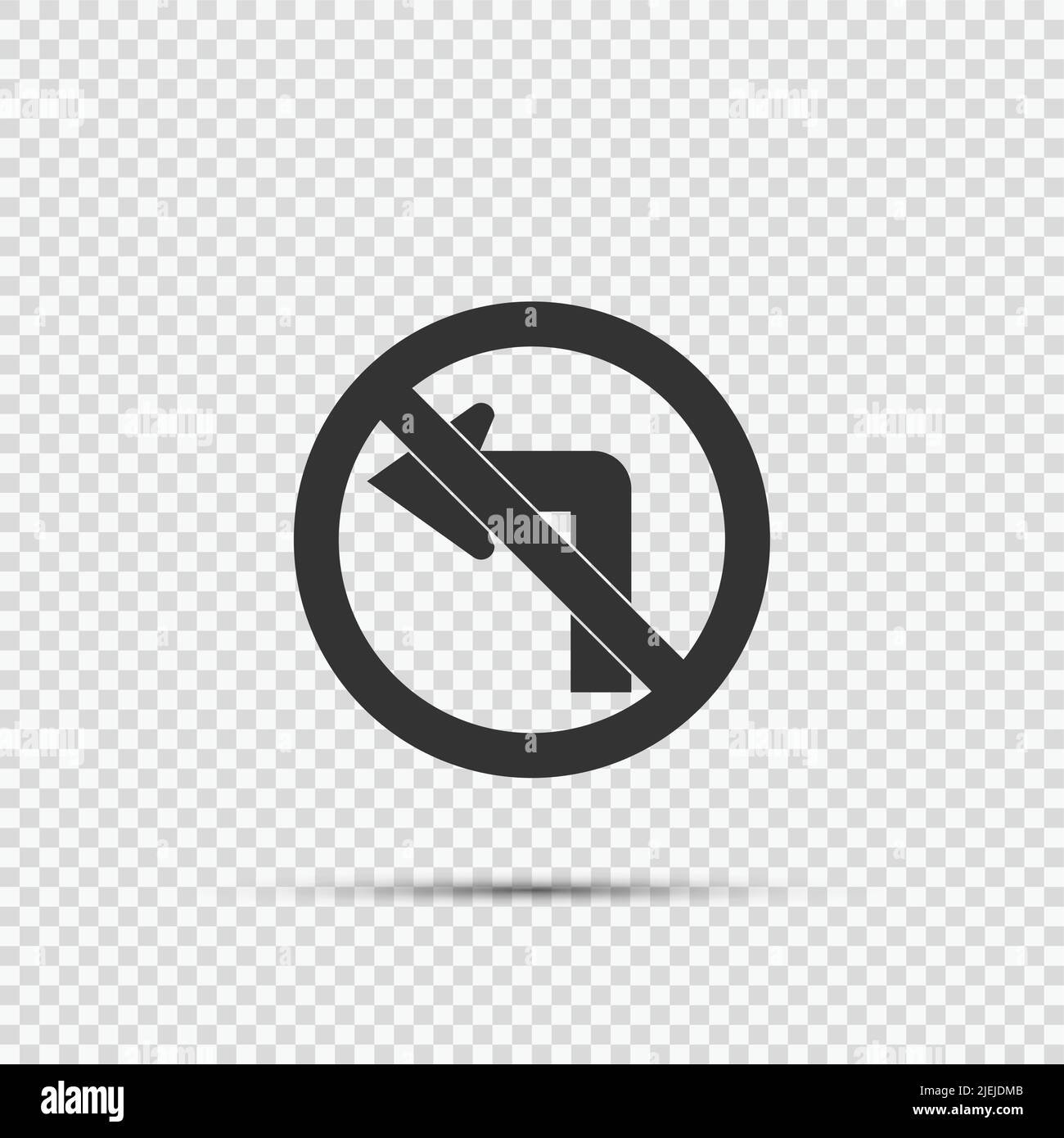 Do not turn left traffic sign on transparent background,vector illustration Stock Vector