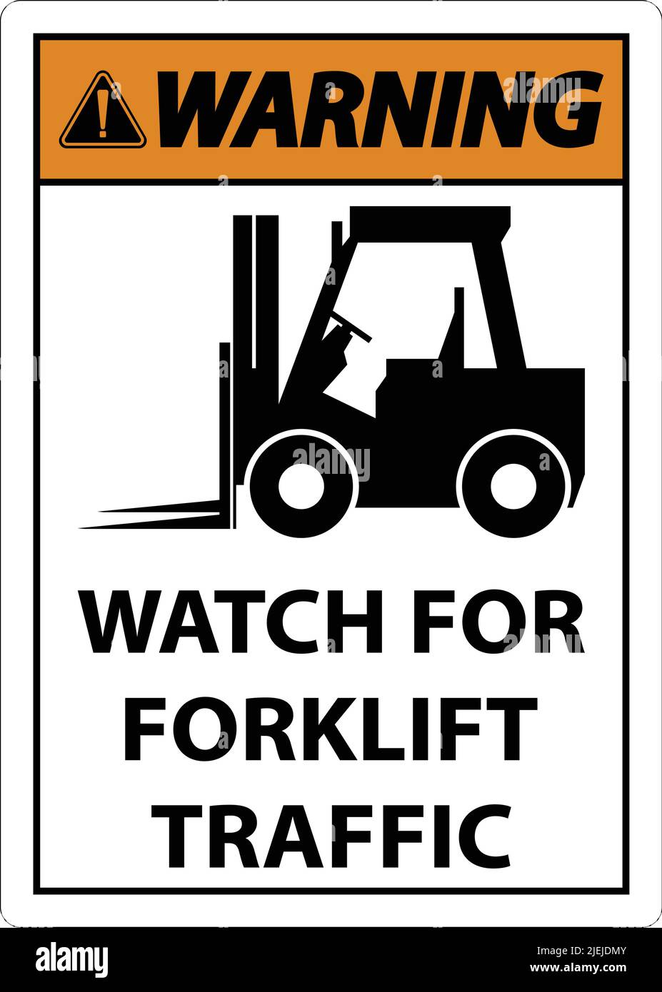 Warning 2-Way Watch For Forklift Traffic Sign On White Background Stock ...