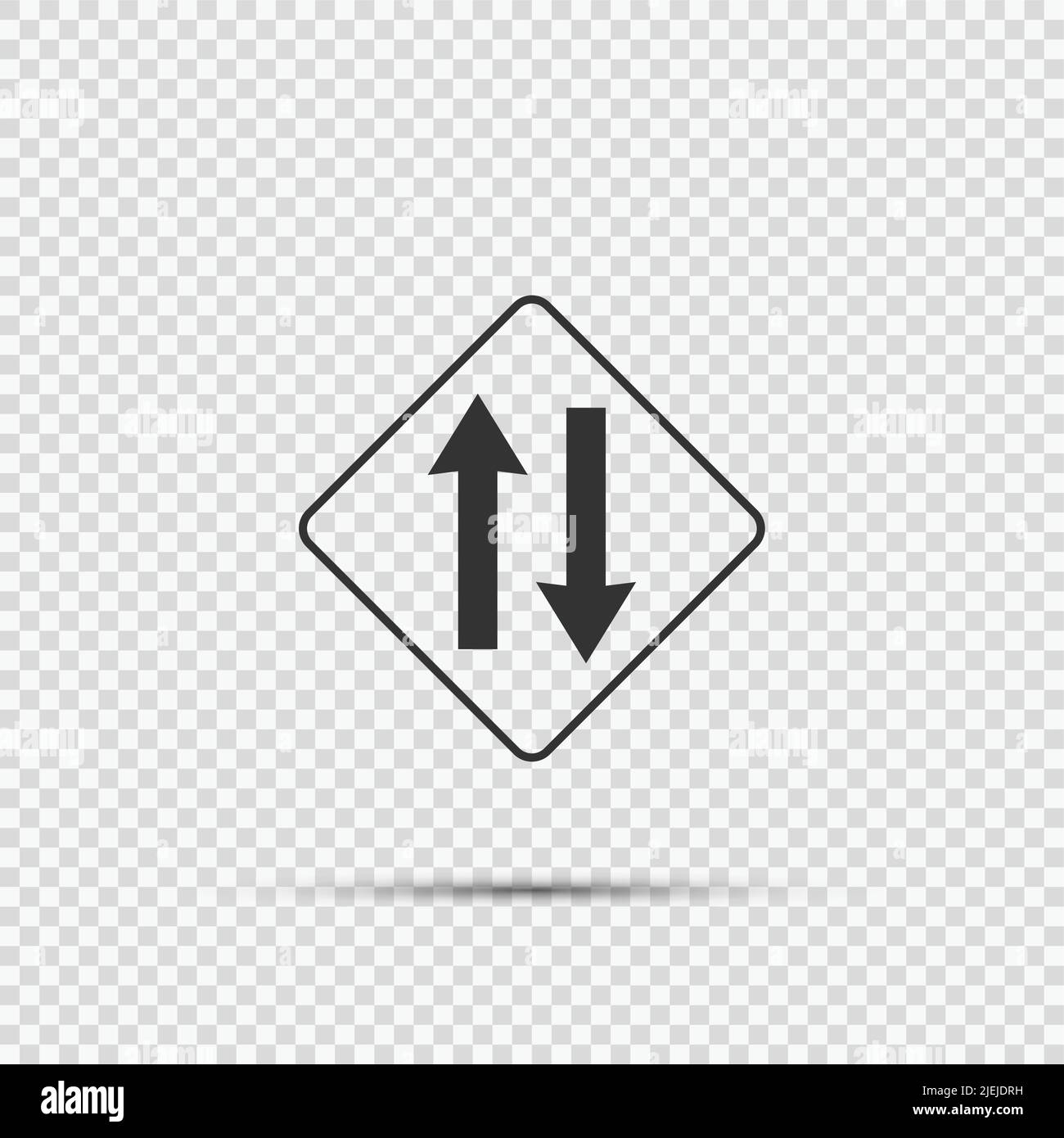 Two way traffic ahead sign on transparent background,vector illustration Stock Vector
