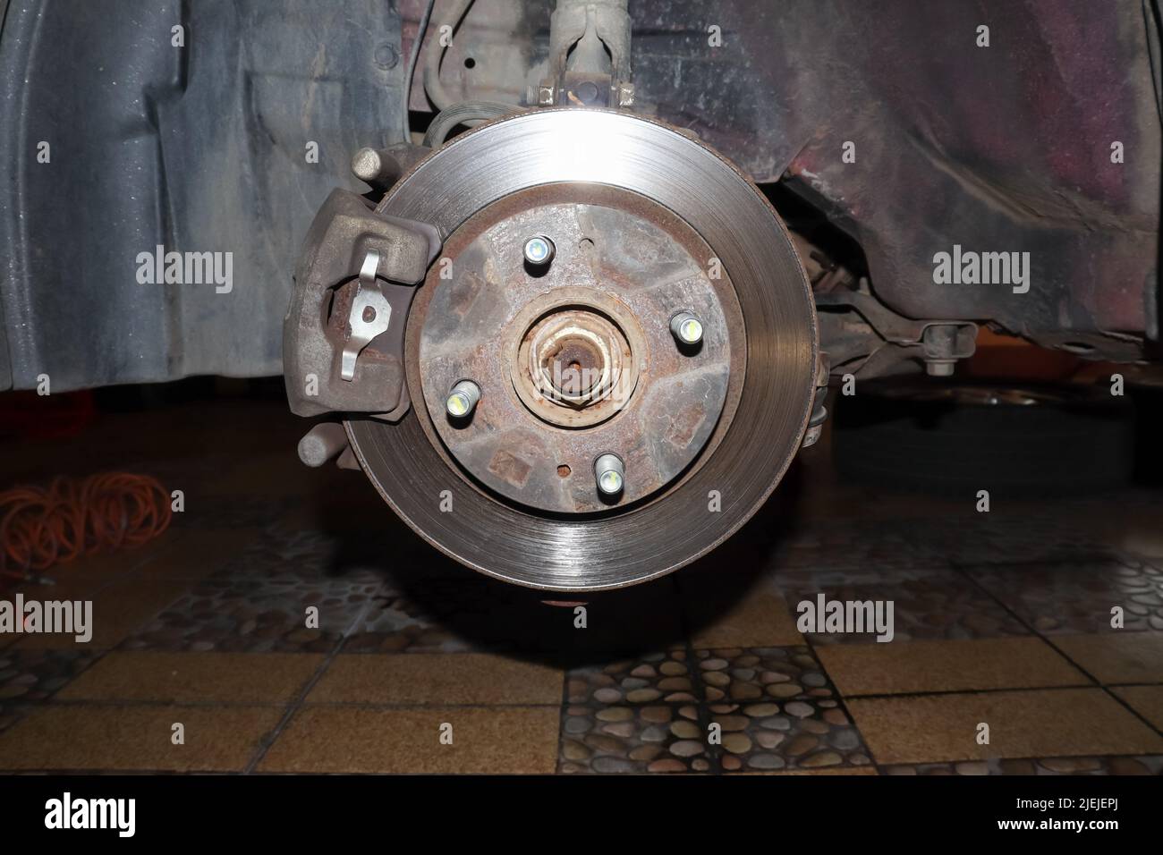 Check brake system of car Stock Photo Alamy