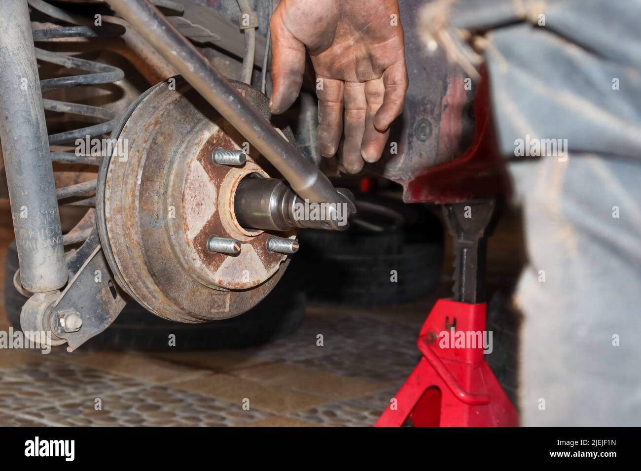Check brake system of car Stock Photo Alamy