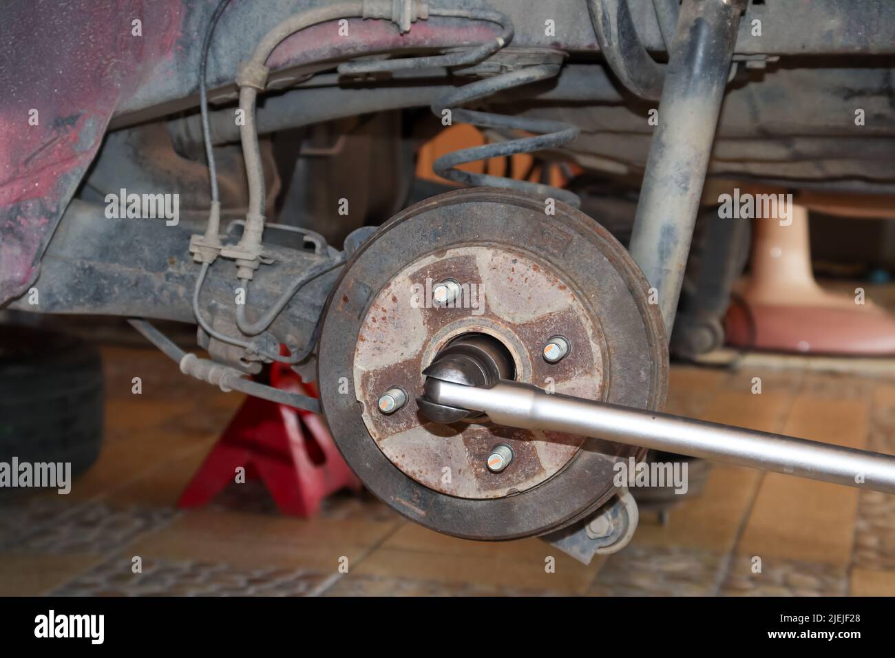 Check brake system of car Stock Photo Alamy