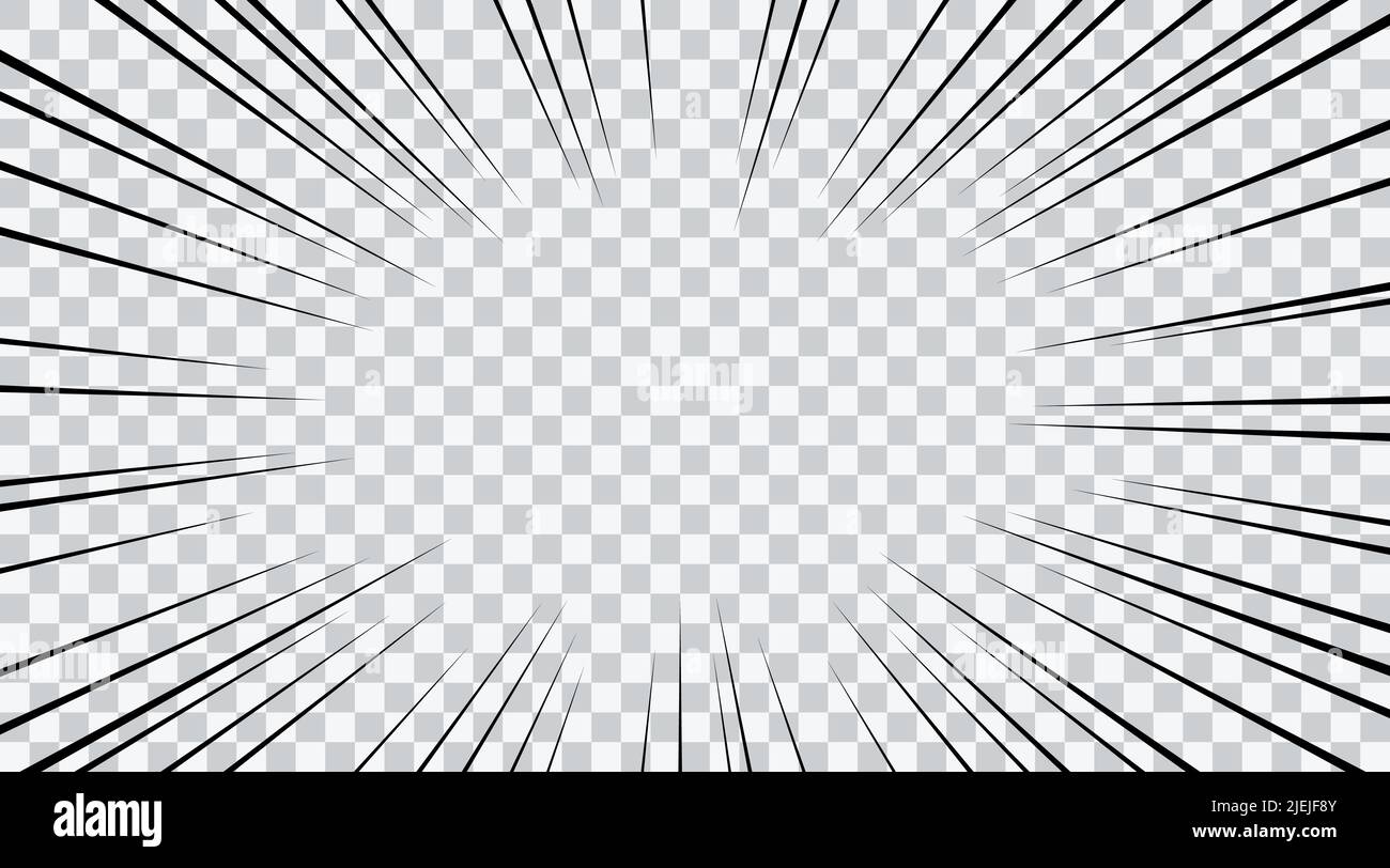Manga speed burst frame. Radial anime speed lines. Crash zoom effect