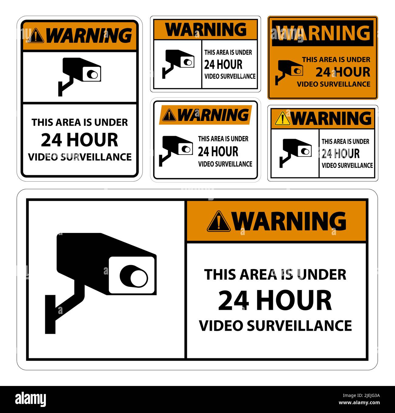 Warning this Area Is Under 24 hour Video Surveillance Symbol Sign ...