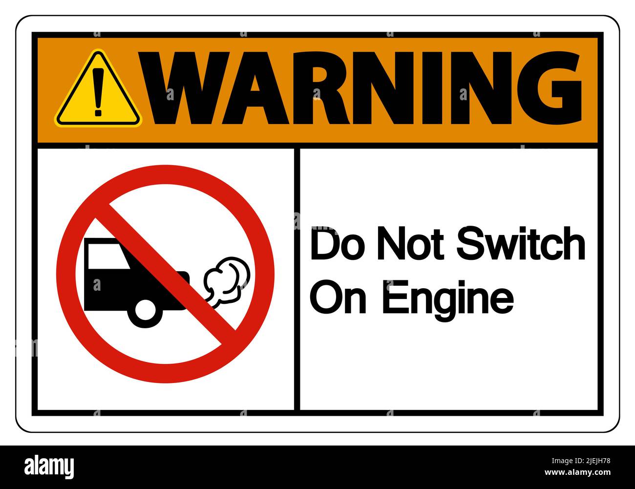 Warning Do Not Switch On Engine Sign On White Background Stock Vector