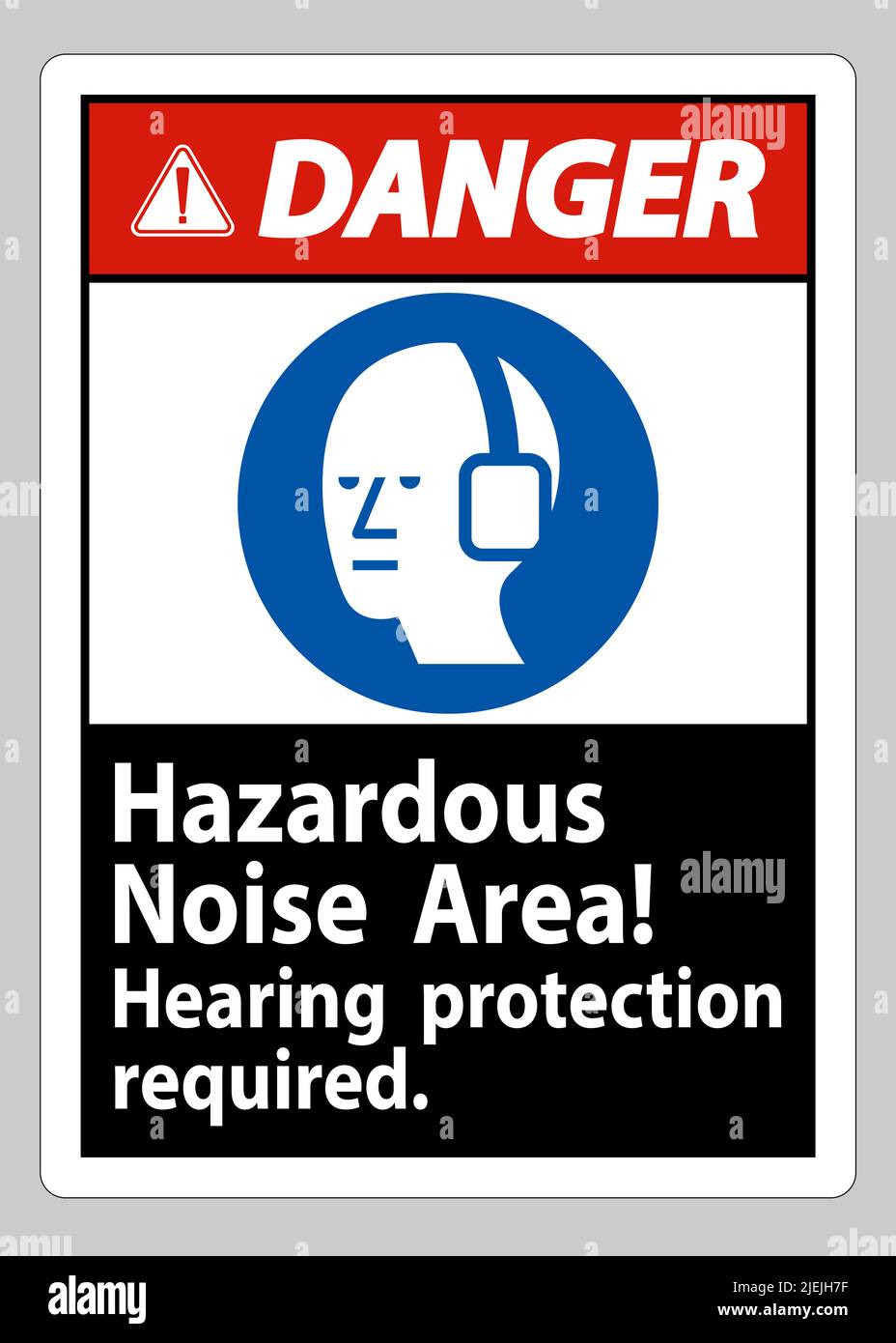 Danger Sign Hazardous Noise Area, Hearing Protection Required Stock