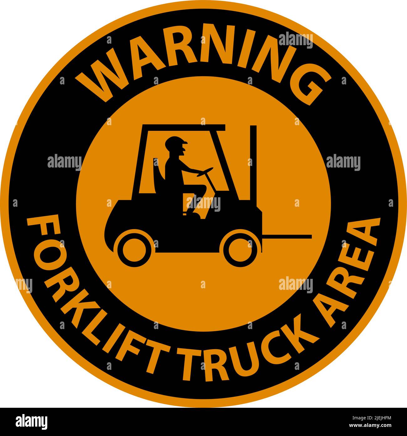 Warning Forklift Truck area Hazard & Warning Label Stock Vector