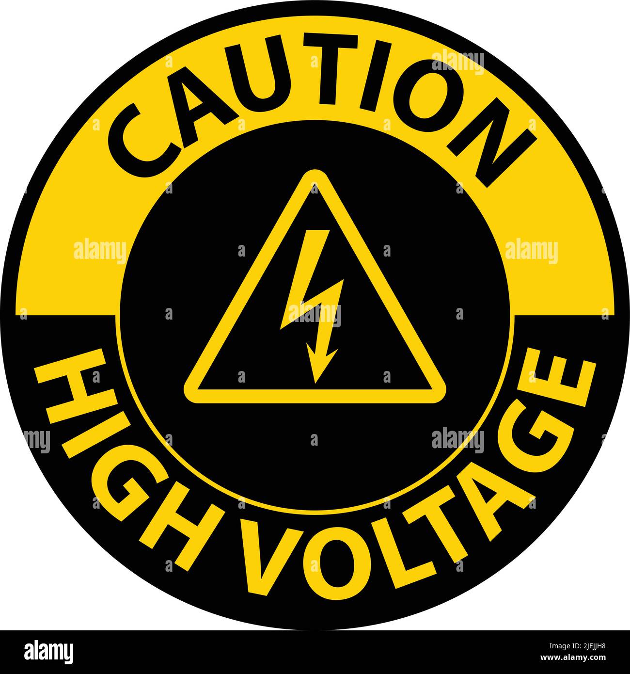 Caution High Voltage Floor Sign On White Background Stock Vector