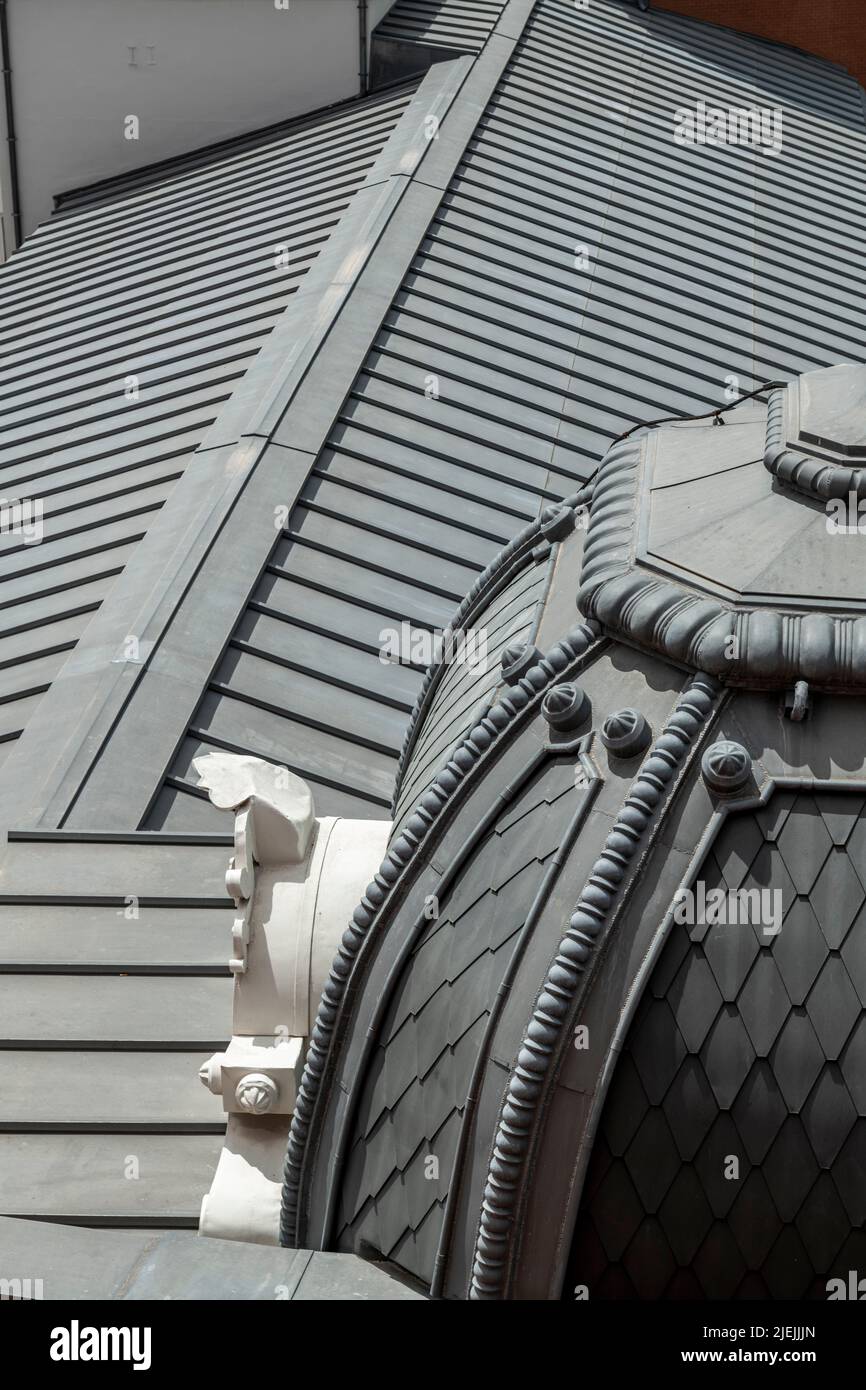 domes with decorative coatings on city roofs Stock Photo