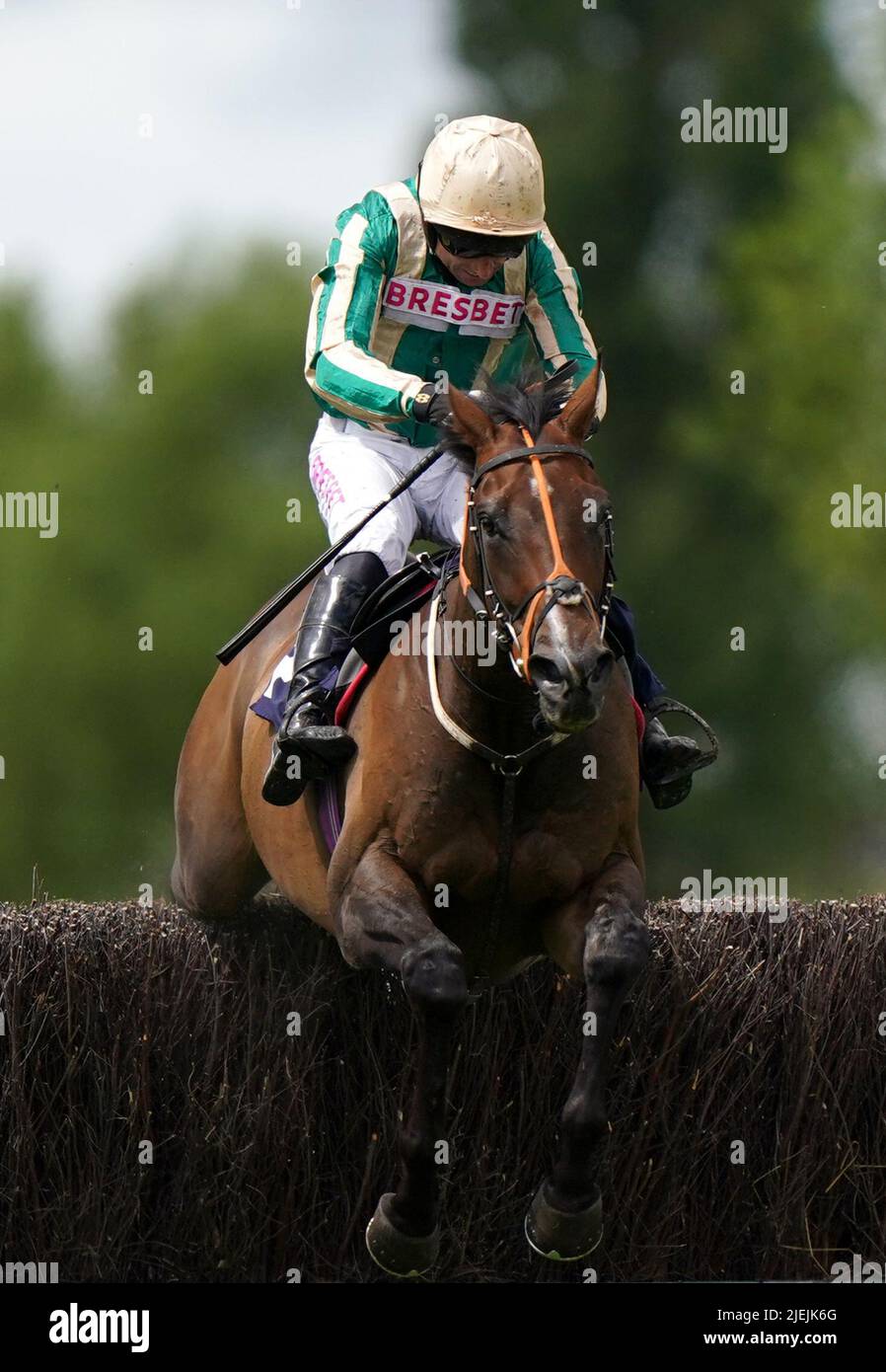 Byzantine Empire ridden by Paddy Brennan wins the Sign Solutions Novices' Limited Handicap Chase at Southwell Racecourse, Nottinghamshire. Picture date: Monday June 27, 2022. Stock Photo
