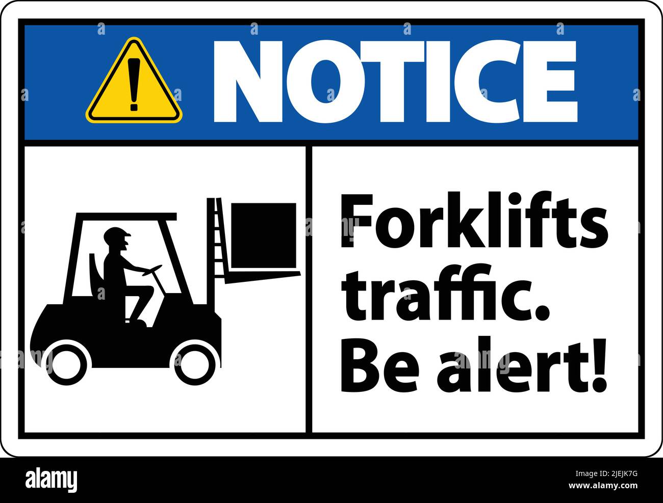 Notice Forklift Traffic Be Alert Sign On White Background Stock Vector ...