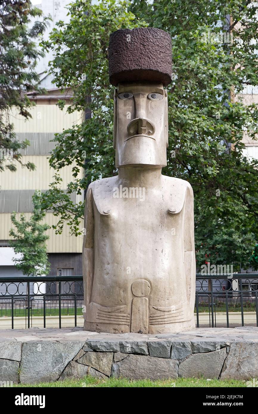 Moai sculpture in Santiago, Chile Stock Photo Alamy