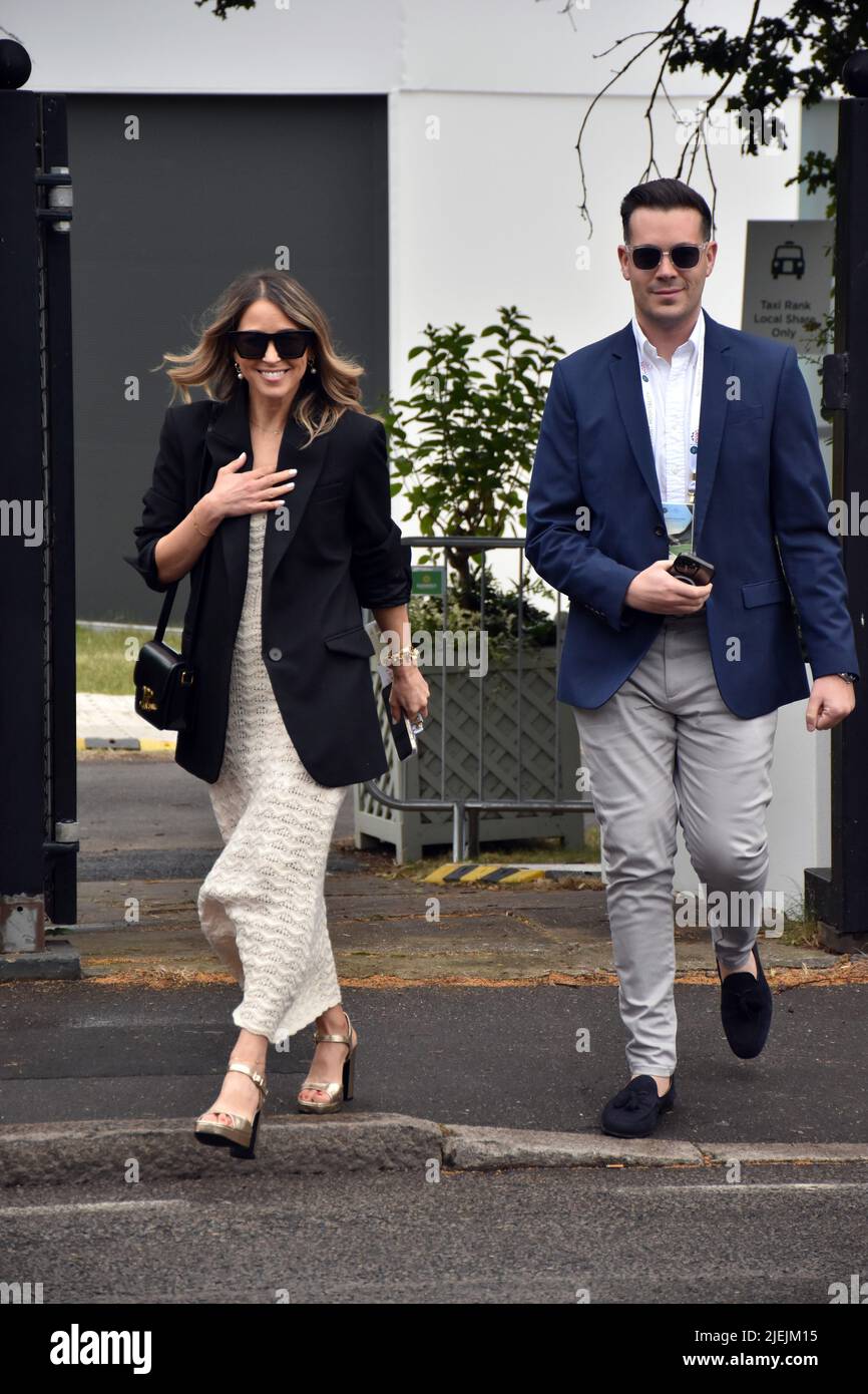 London, UK. 27th June, 2022. Rachel Stevens. Public and celebrity crowd arrivals for the first day of Wimbledon Lawn Tennis tournament. achel Lauren Stevens (born 9 April 1978) is an English singer, television personality, actress and businesswoman. She was a member of the pop group S Club 7 between 1999 and 2003. She released her solo debut studio album Funky Dory in September 2003. Credit: JOHNNY ARMSTEAD/Alamy Live News Stock Photo