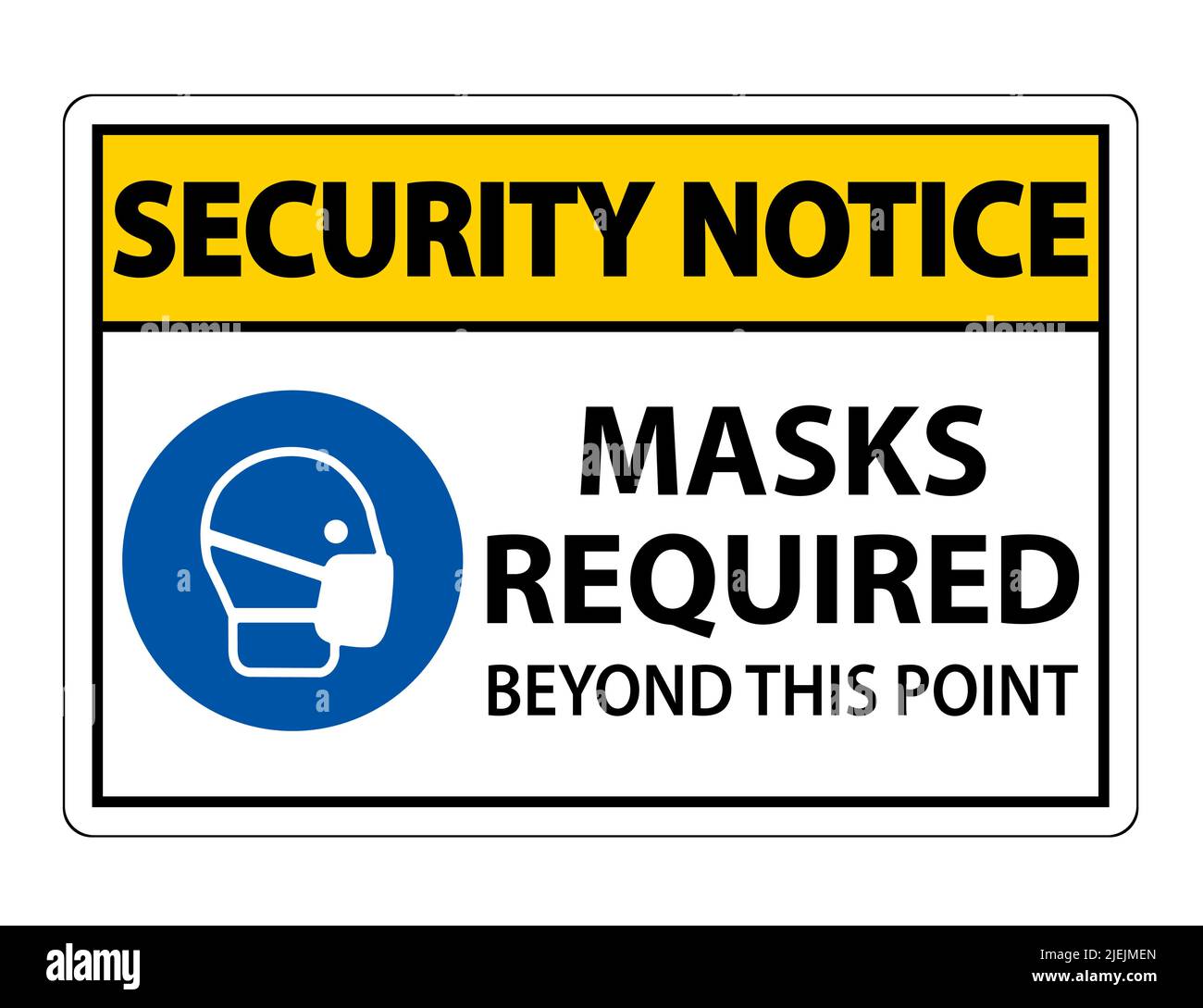 Security Notice Masks Required Beyond This Point Sign Isolate On White ...