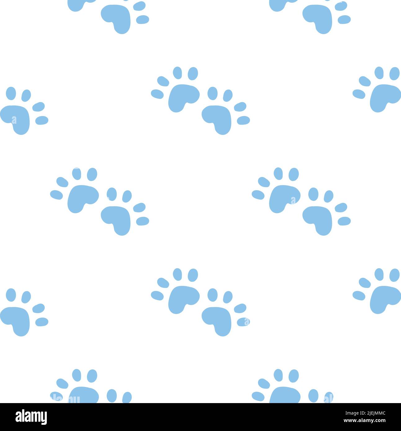 Blue cat seamless pattern. Meow and cat paws background vector ...
