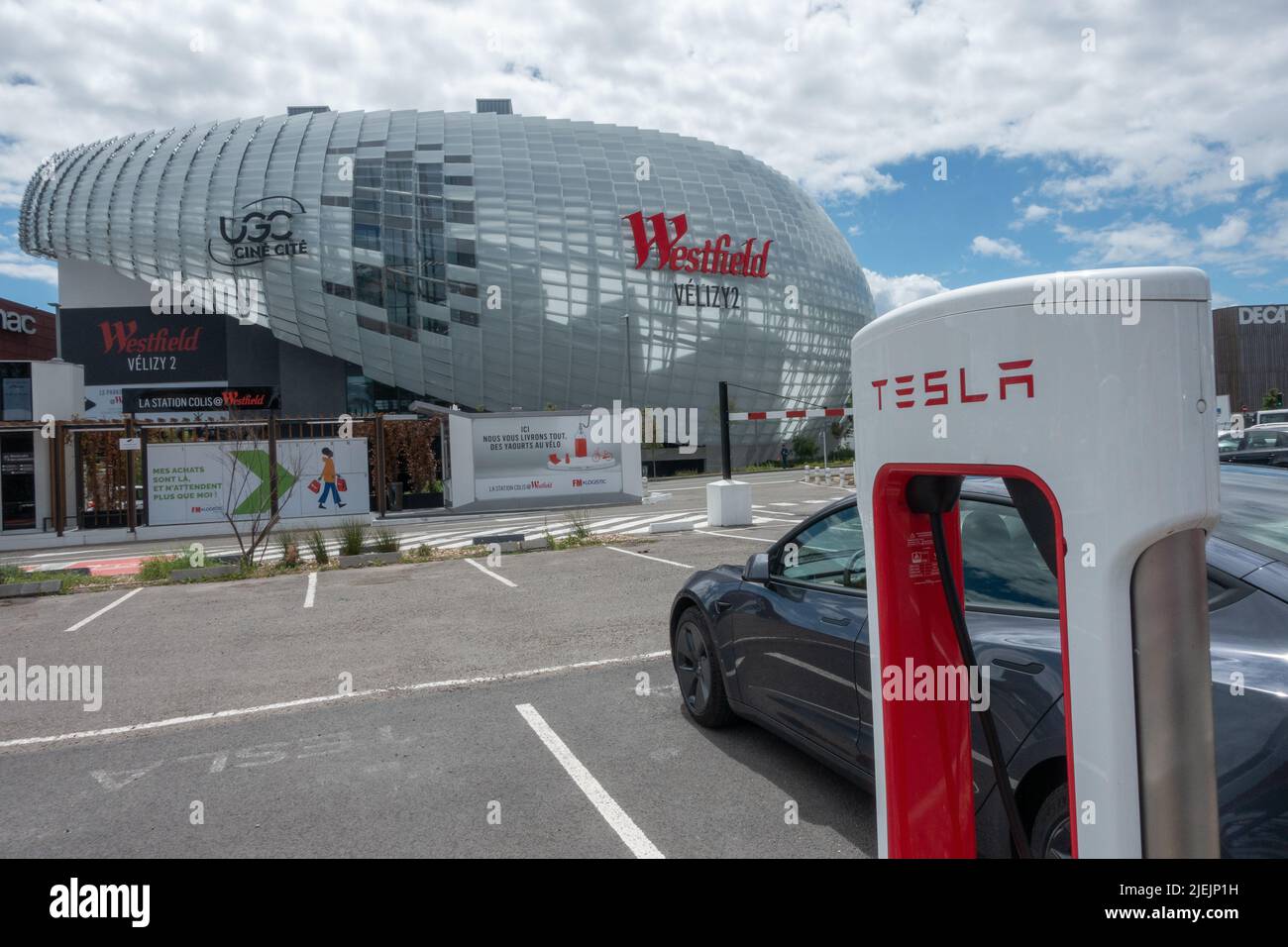 Tesla supercharger station at Velizy Villacoublay France Stock Photo