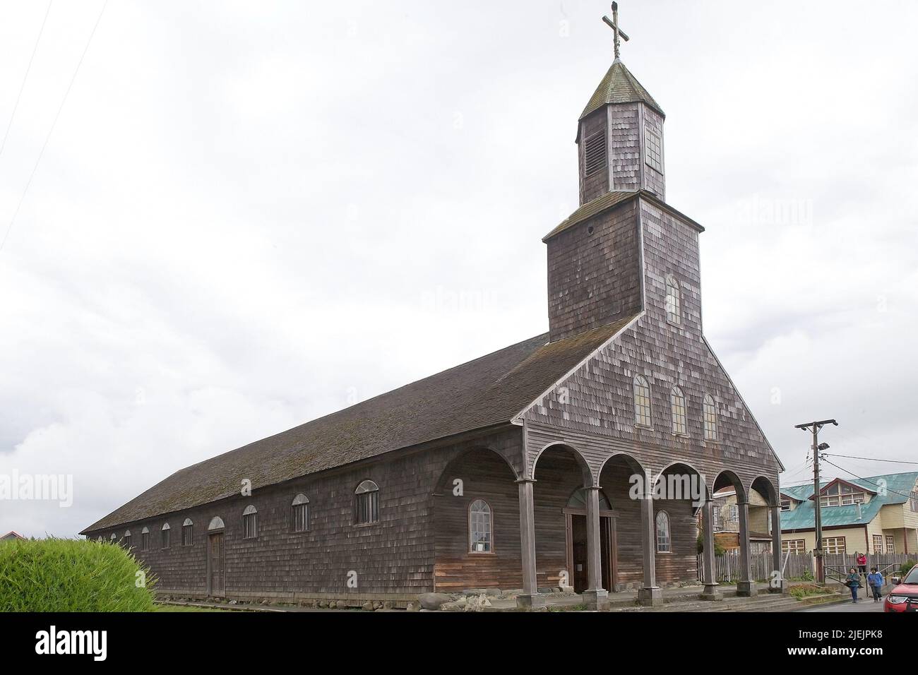 Church of Santa Maria de Loreto at Achao, Quinchao Island, Chiloe Archipelago, Chile. The church was built around 1740. Stock Photo