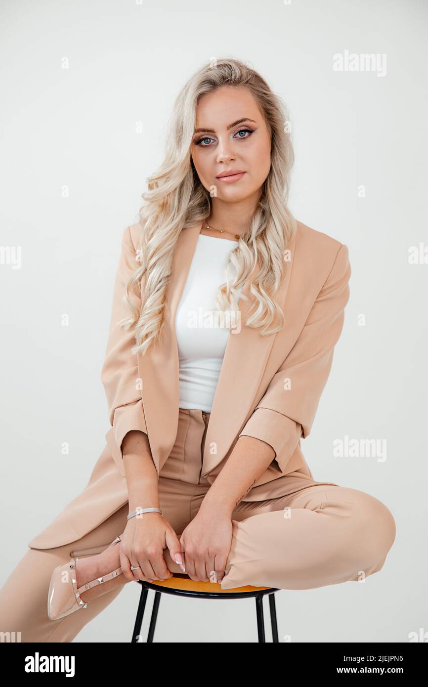 Beige suit women's deals