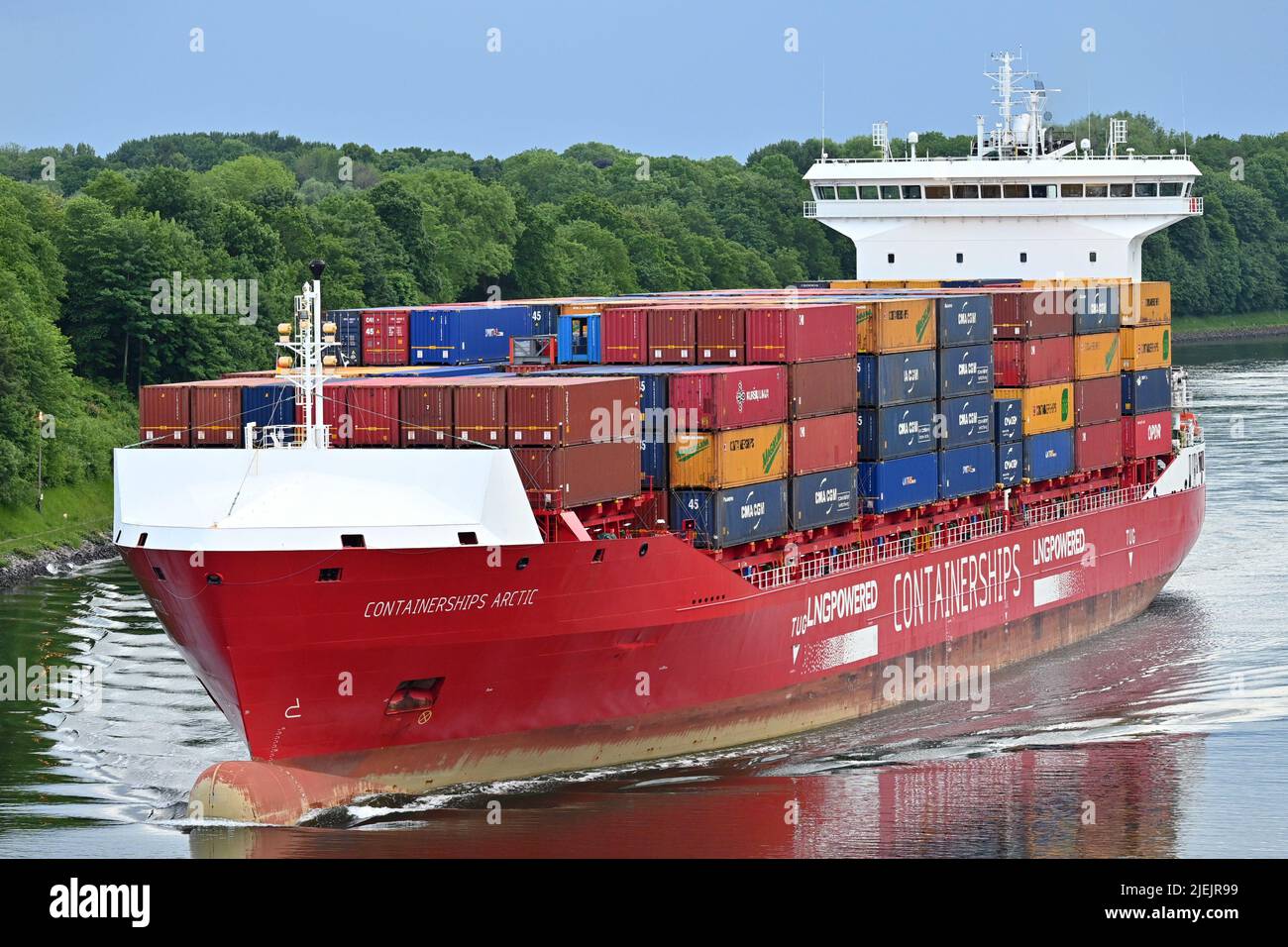 CONTAINERSHIPS ARCTIC passing the Kiel Canal Stock Photo