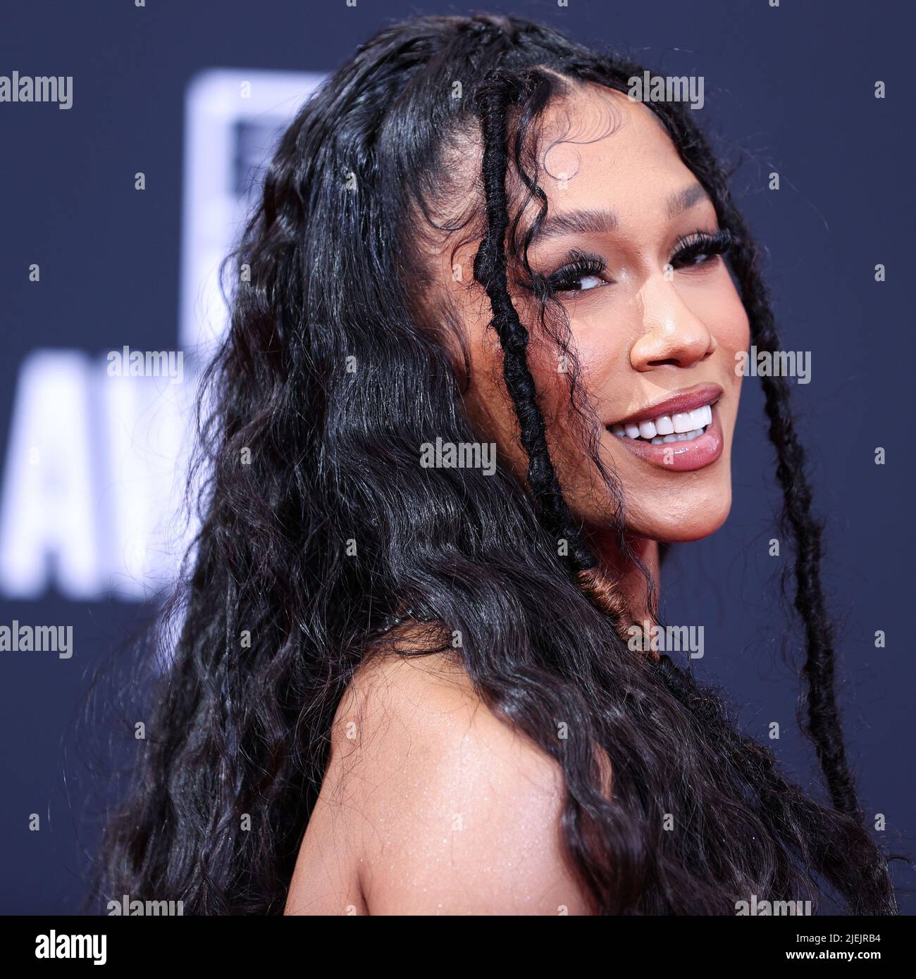LOS ANGELES, CALIFORNIA, USA - JUNE 26: American rapper BIA arrives at the BET Awards 2022 held at Microsoft Theater at L.A. Live on June 26, 2022 in Los Angeles, California, United States. (Photo by Xavier Collin/Image Press Agency) Credit: Image Press Agency/Alamy Live News Stock Photo