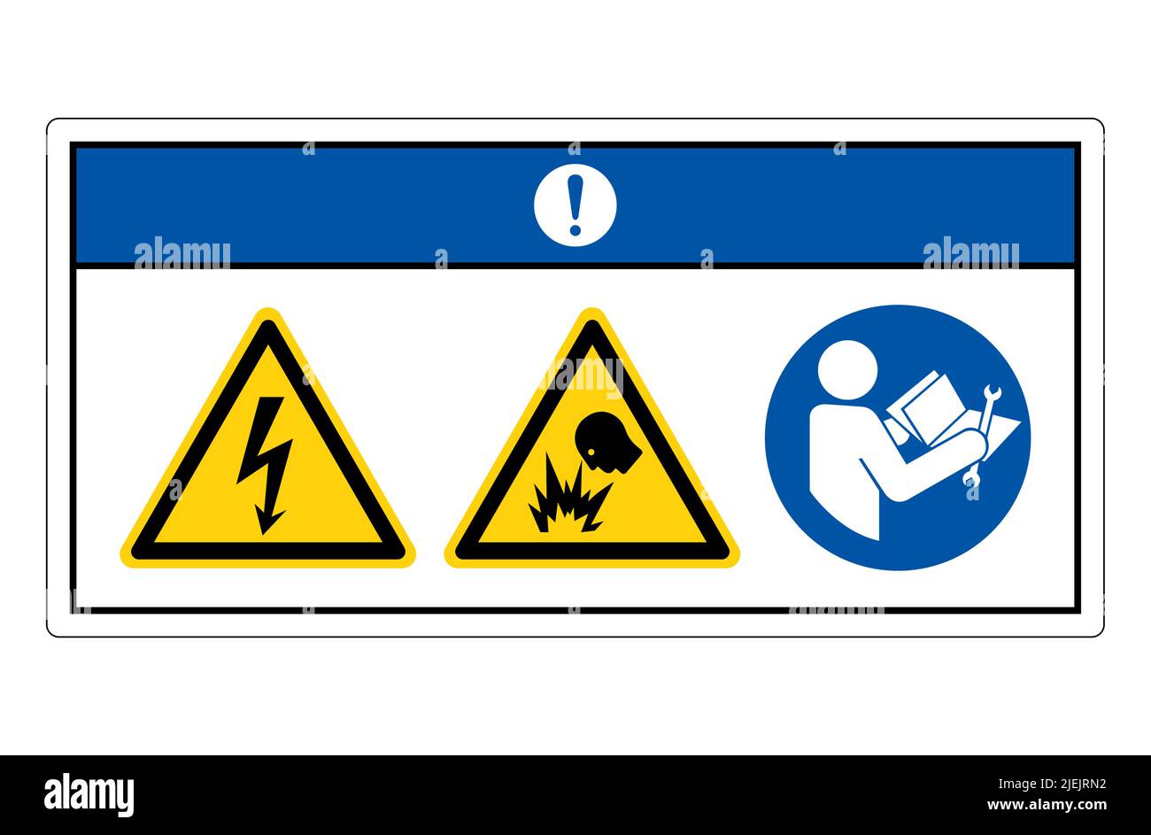 Notice Electric Shock Hazard Symbol Sign On White Background Stock