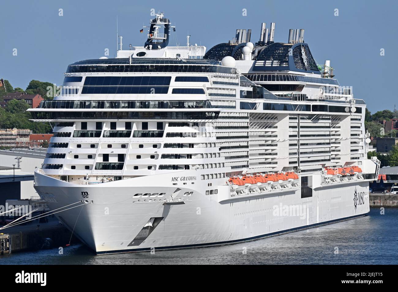 Cruiseship MSC GRANDIOSA moored at the port of Kiel Stock Photo - Alamy